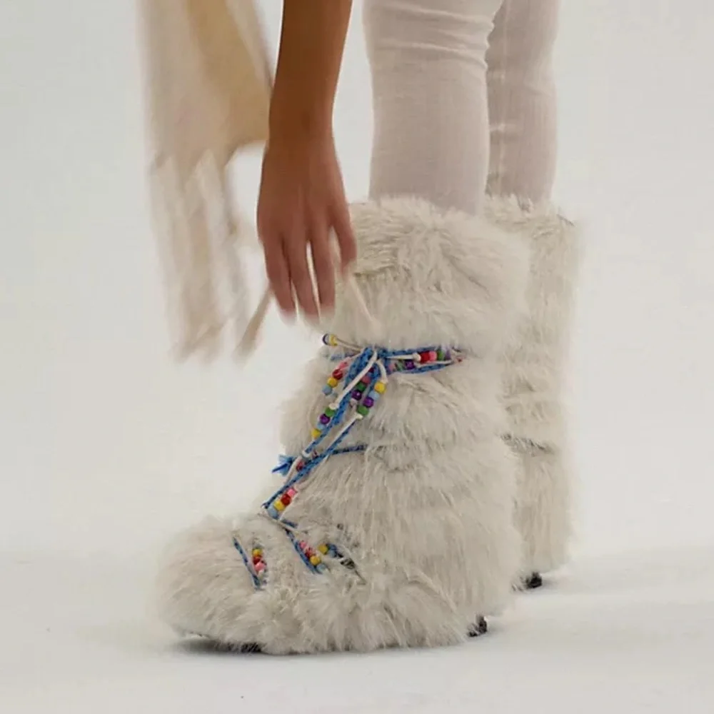 Apres All Day Beaded Boots - Free People Fur Boots - Picture 3 of 12